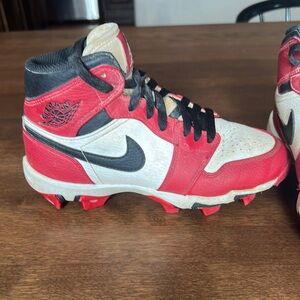 Jordan Kids Red and Black Cleats
